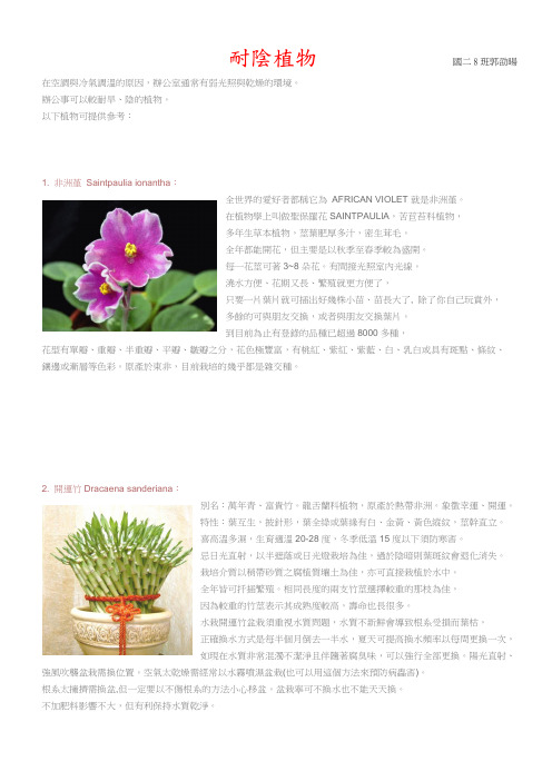 绿化比赛资源分享耐阴植物