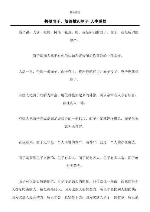想要面子,就得撑起里子_人生感悟