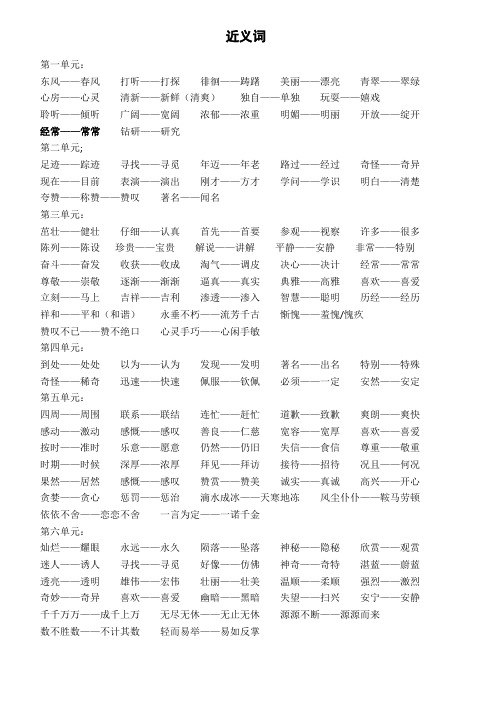 【16北京版】二年级语文下册近反义词