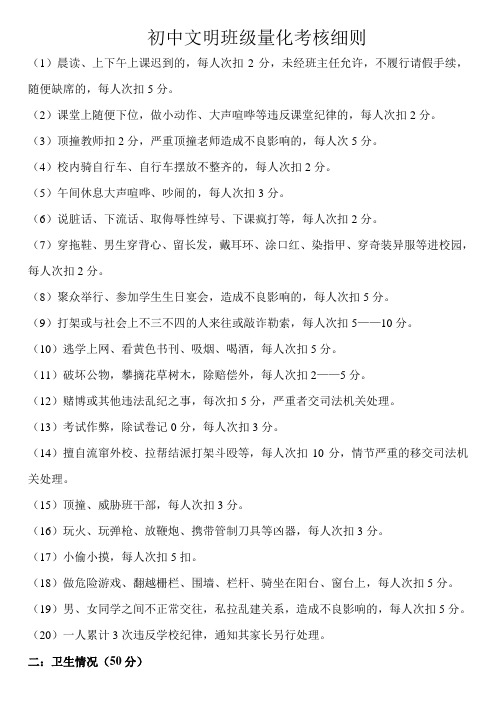 初中文明班级量化考核细则