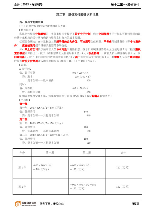 第48讲_股份支付的处理(2),集团股份支付的处理