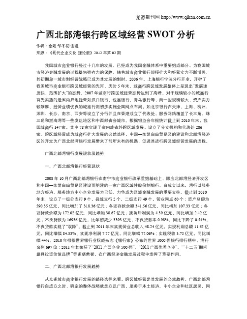 广西北部湾银行跨区域经营SWOT分析