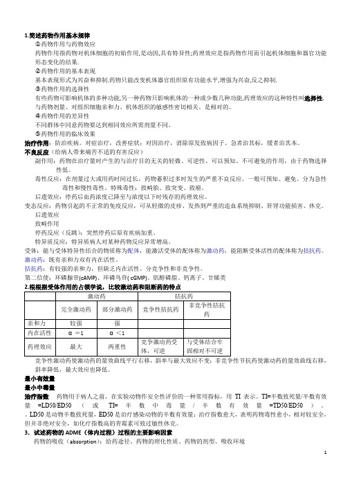 药理学思考题
