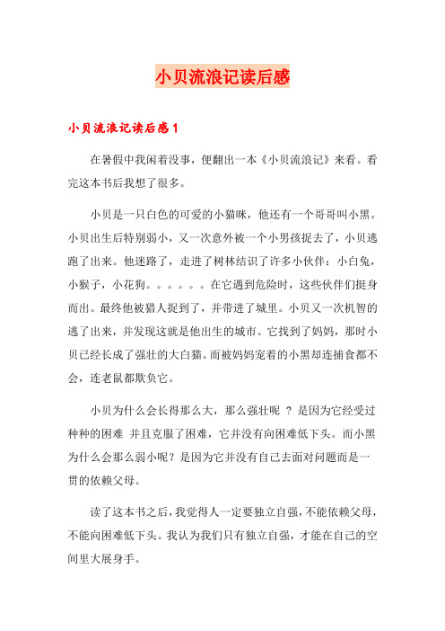 小贝流浪记读后感