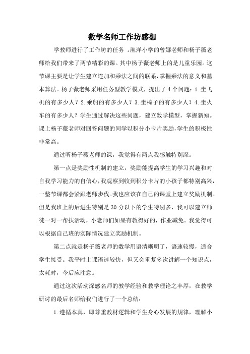 毛云_数学名师工作坊感想