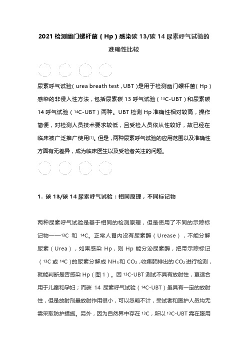 2021检测幽门螺杆菌(Hp)感染碳13碳14尿素呼气试验的准确性比较