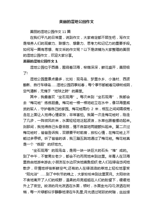 美丽的湿地公园作文