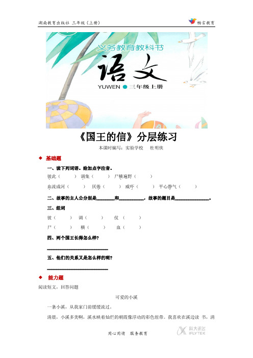 【分层练习】《国王的信》(语文湘教版三上)