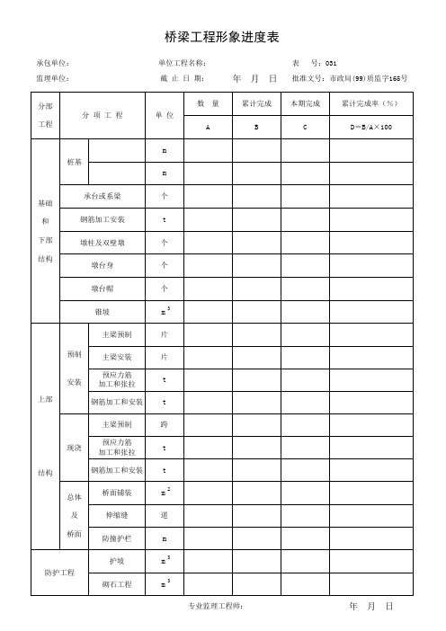 桥梁工程形象进度表