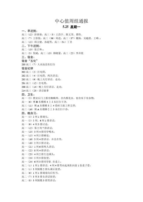 中心值周组通报