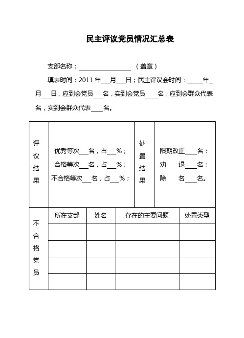 民主评议表格