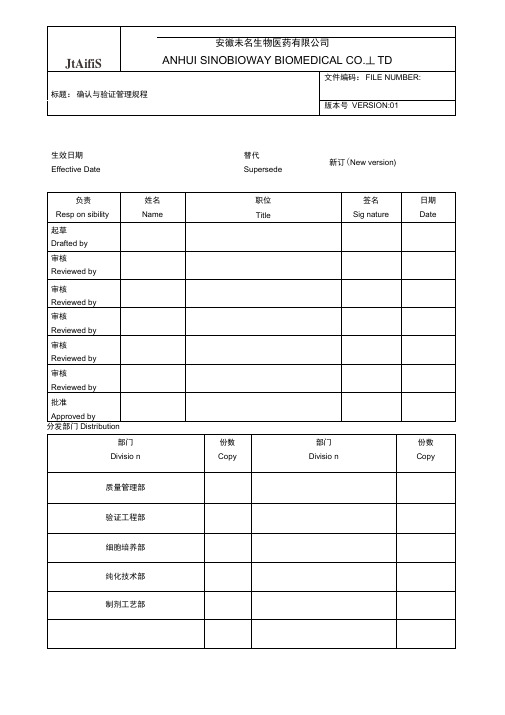 确认与验证管理规程