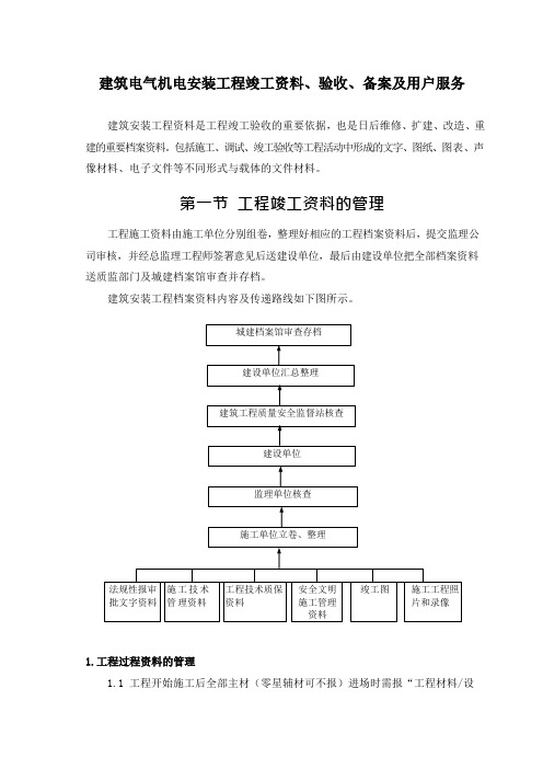 建筑电气机电安装工程竣工资料、验收、备案及用户服务