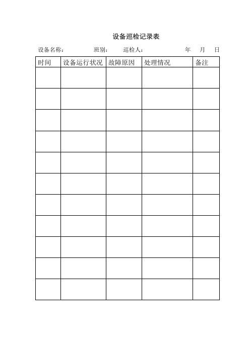 木材厂设备巡检记录表格