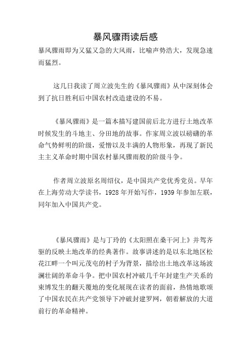 暴风骤雨读后感