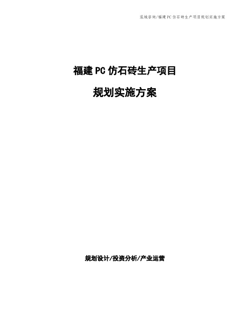 福建PC仿石砖生产项目规划实施方案