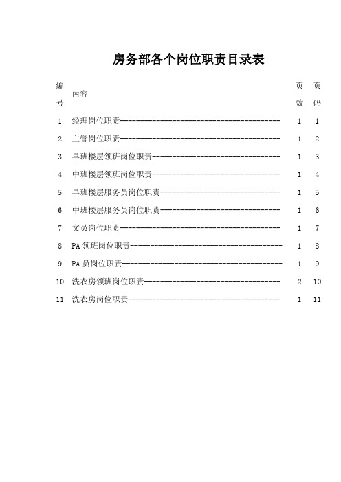 房务部各个岗位职责.DOC
