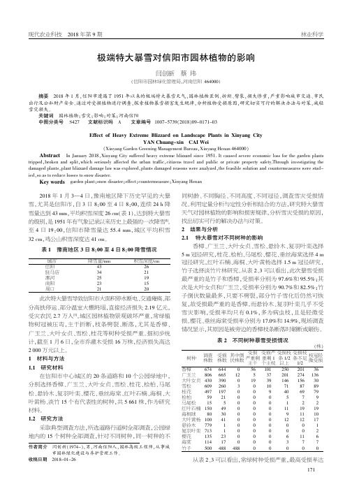 极端特大暴雪对信阳市园林植物的影响