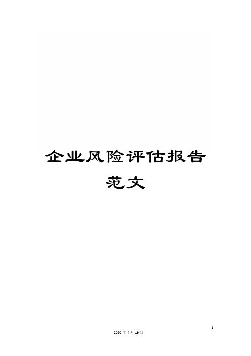 企业风险评估报告范文
