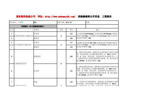 集成吊顶最新家装报价表