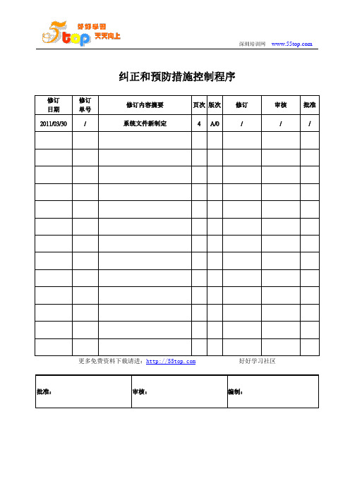 3C认证纠正和预防措施控制程序