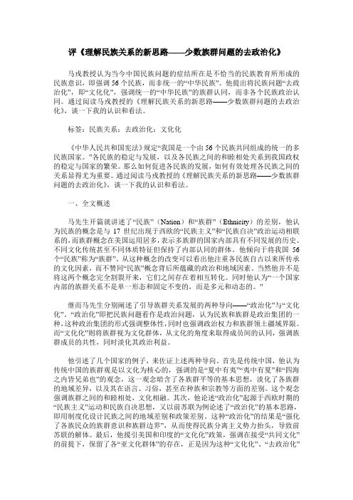 评《理解民族关系的新思路——少数族群问题的去政治化》