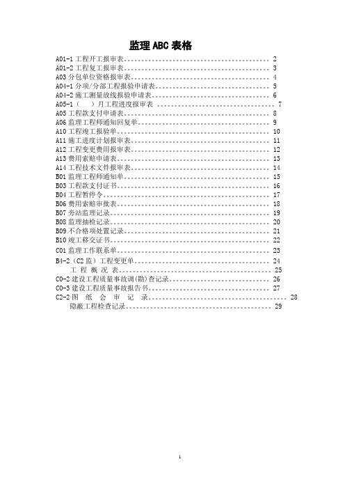 监理ABC表格
