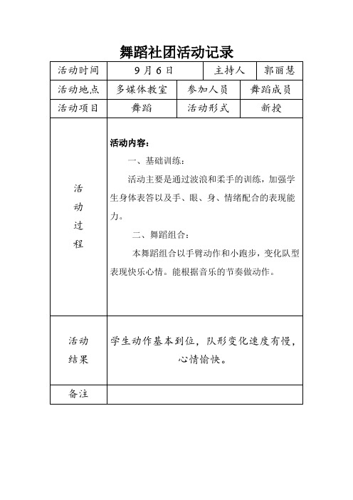 马口小学舞蹈社团活动记录