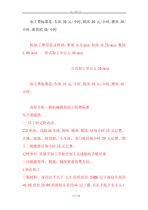 加工费标准