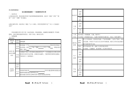 实验班辅导5综合题答题建模——地理影响评价类