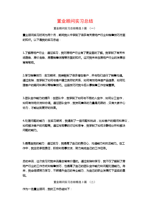 置业顾问实习总结3篇