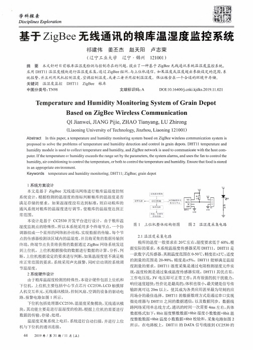 基于zigbee无线通讯的粮库温湿度监控系统