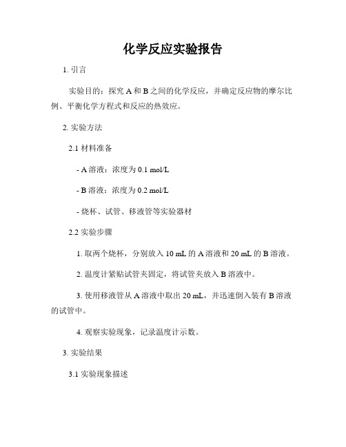化学反应实验报告