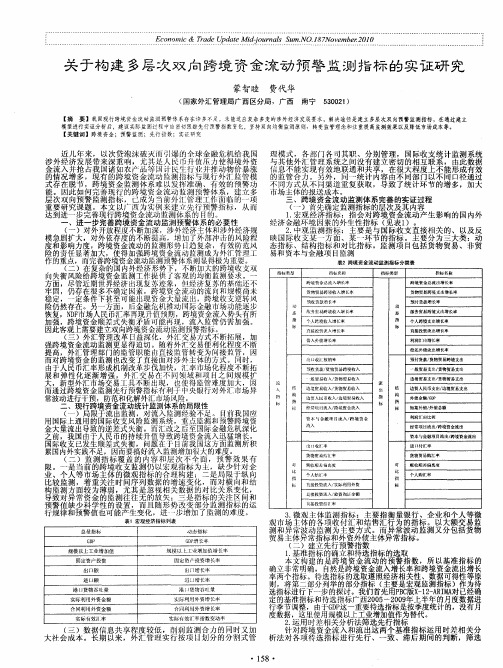 关于构建多层次双向跨境资金流动预警监测指标的实证研究
