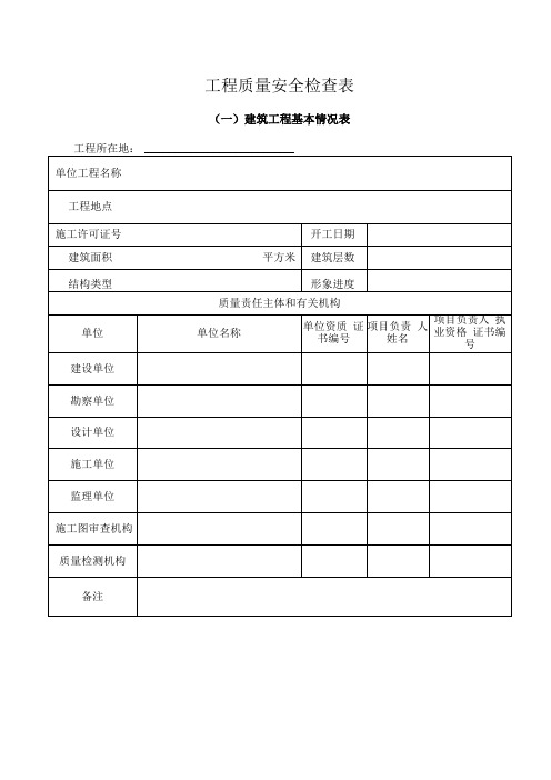 工程质量安全检查表