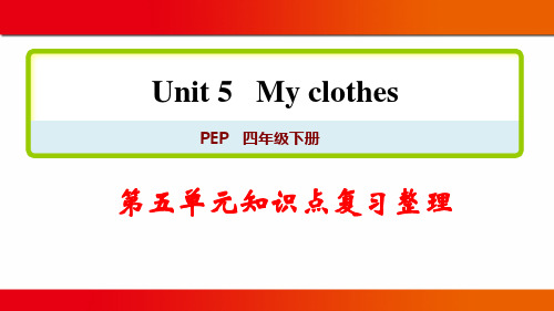 人教pep版四年级英语下册第五单元知识点复习整理与练习