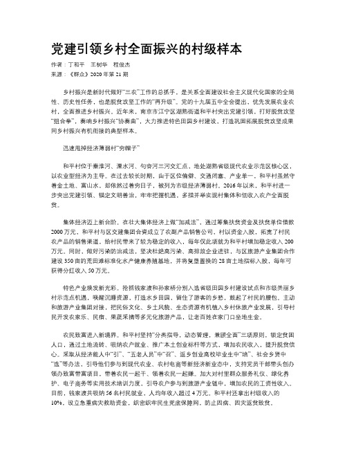 党建引领乡村全面振兴的村级样本