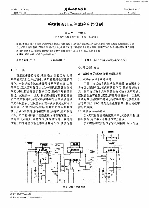挖掘机液压元件试验台的研制