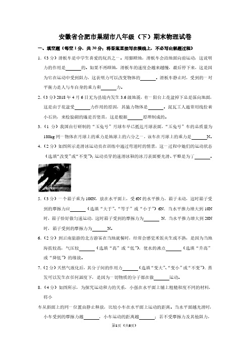 安徽省合肥市巢湖市八年级(下)期末物理试卷