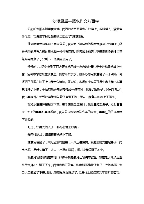 沙漠最后一瓶水作文八百字