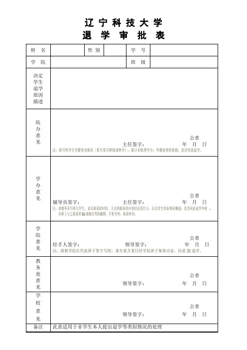退 学 审 批 表