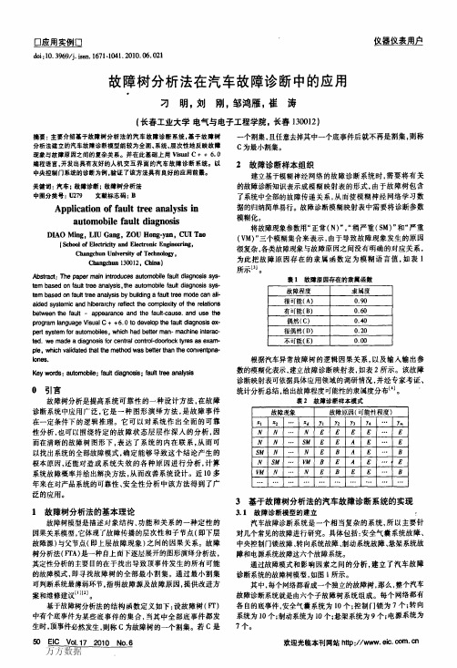 故障树分析法在汽车故障诊断中的应用
