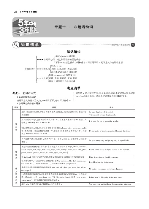 (山东专用)2019年中考英语复习专题十一非谓语动词(讲解部分)素材(pdf)
