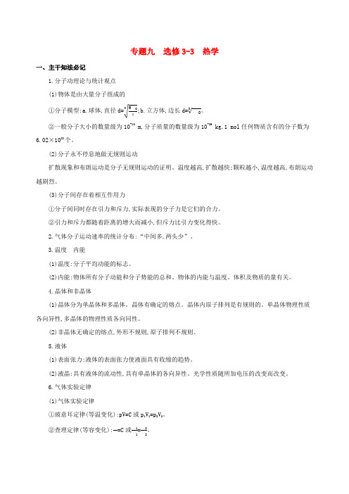 高考物理二轮复习专题九选修3_3热学学案0301260.docx