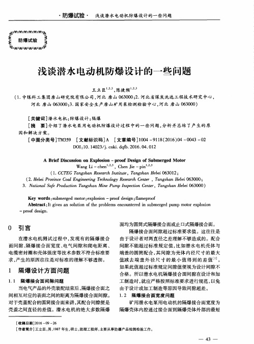 浅谈潜水电动机防爆设计的一些问题