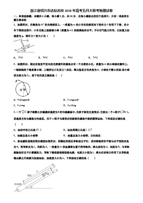 浙江省绍兴市达标名校2018年高考五月大联考物理试卷含解析