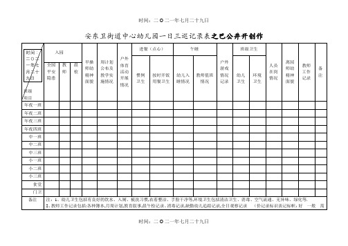 幼儿园一日巡查记录表