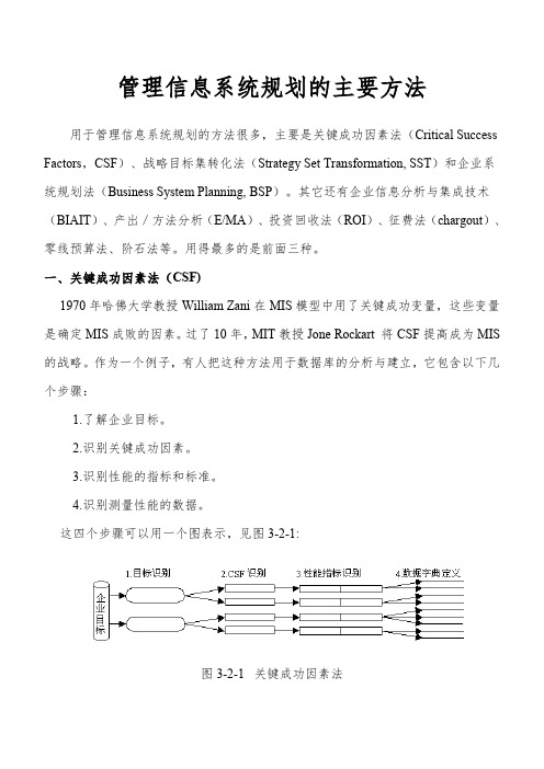 管理信息系统规划的主要方法