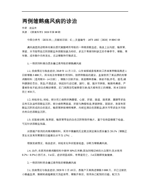 两例雏鹅痛风病的诊治