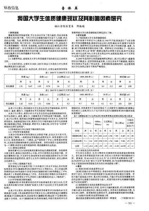 我国大学生体质健康现状及其影响因素研究